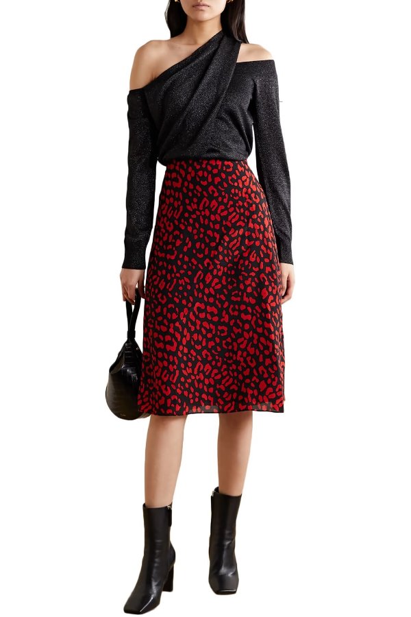 Sula leopard-print silk crepe de chine skirt