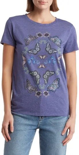 Butterfly Stretch Cotton Graphic T-Shirt