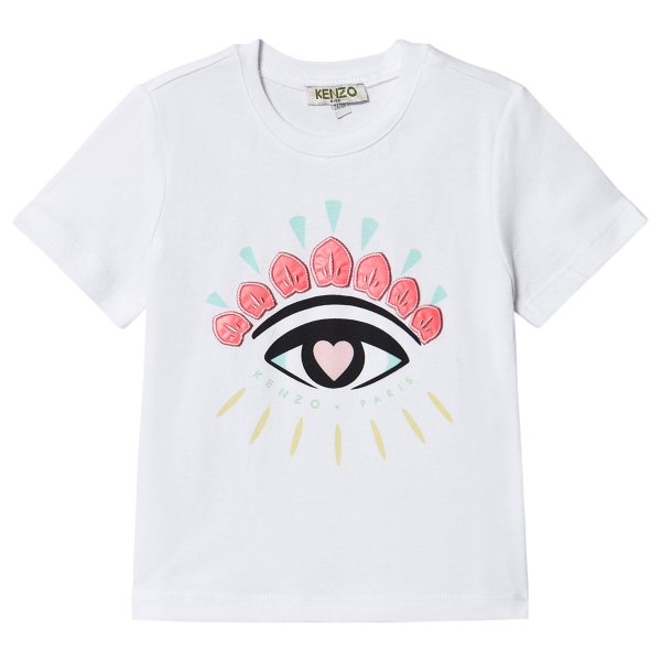 White Embroidered Eye Logo Short Sleeve T-Shirt | AlexandAlexa