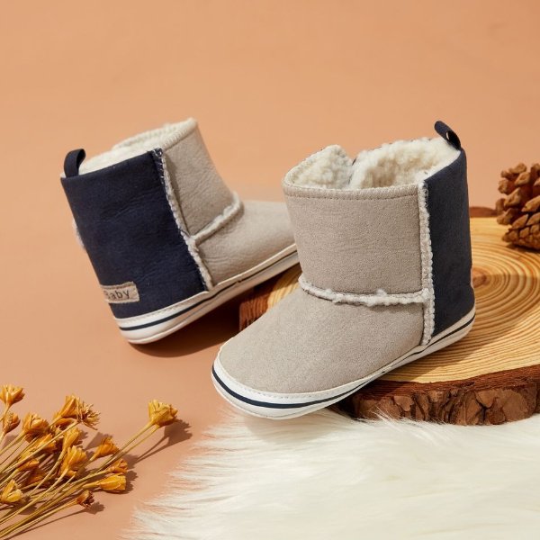 Baby / Toddler Color Block Slip-on Fleece-lining Prewalker Shoes