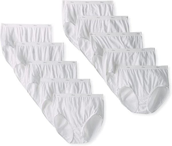 Women's Cotton Brief Underwear Multi-packs, Available in Regular and Plus Sizes (Colors May Vary)