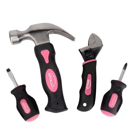 Tools DT0240P 4-Piece Stubby Tool Set, Pink
