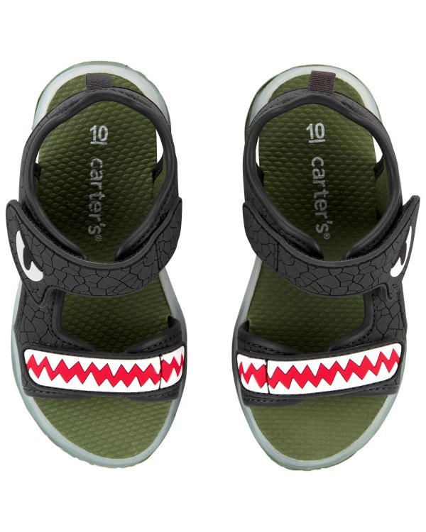 儿童鲨鱼闪灯凉鞋