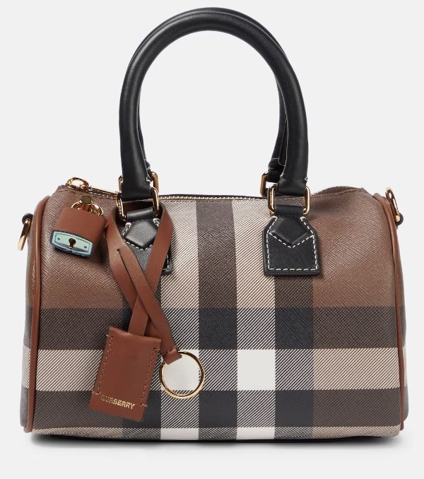 Checked canvas tote bag