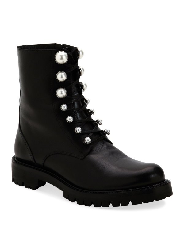 Combat Boots with Pearly Detail