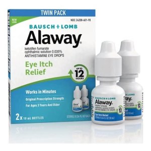 Bausch + Lomb  Allergy Eye Itch Relief Eye Drops by Alaway, Antihistamine, 10 mL (Pack of 2)