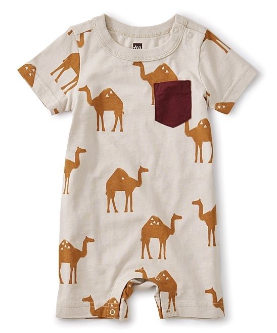 Ash Oasis Camels Printed Pocket Romper - Newborn & Infant