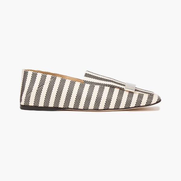 Embellished striped jacquard loafers