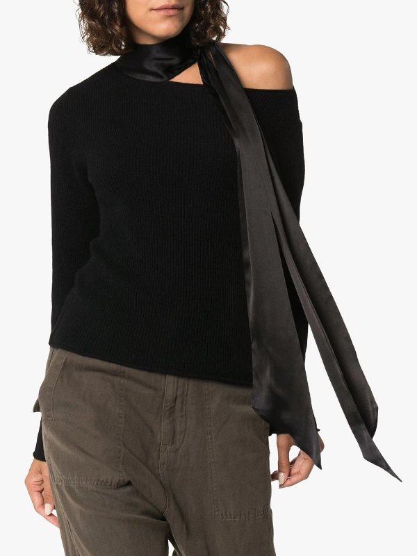 Millie scarf-detail cashmere jumper