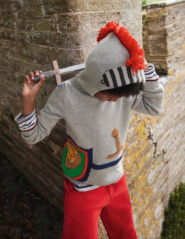 Knitted Knight Hoodie - Grey Marl Knight | Boden US