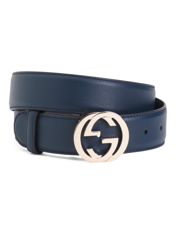 Made In Italy Leather Logo Buckle Belt