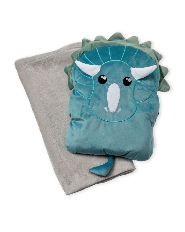 Two-Piece Dinosaur Throw & Pillow Set