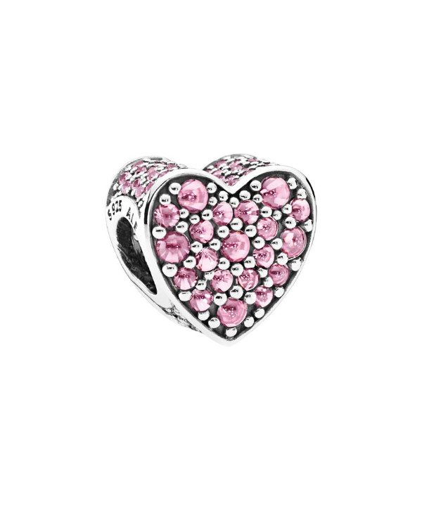 Silver & Pink CZ Dazzling Heart Charm