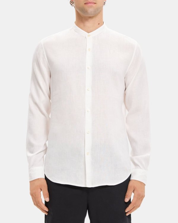 Linen Long-Sleeve Shirt | Theory Outlet