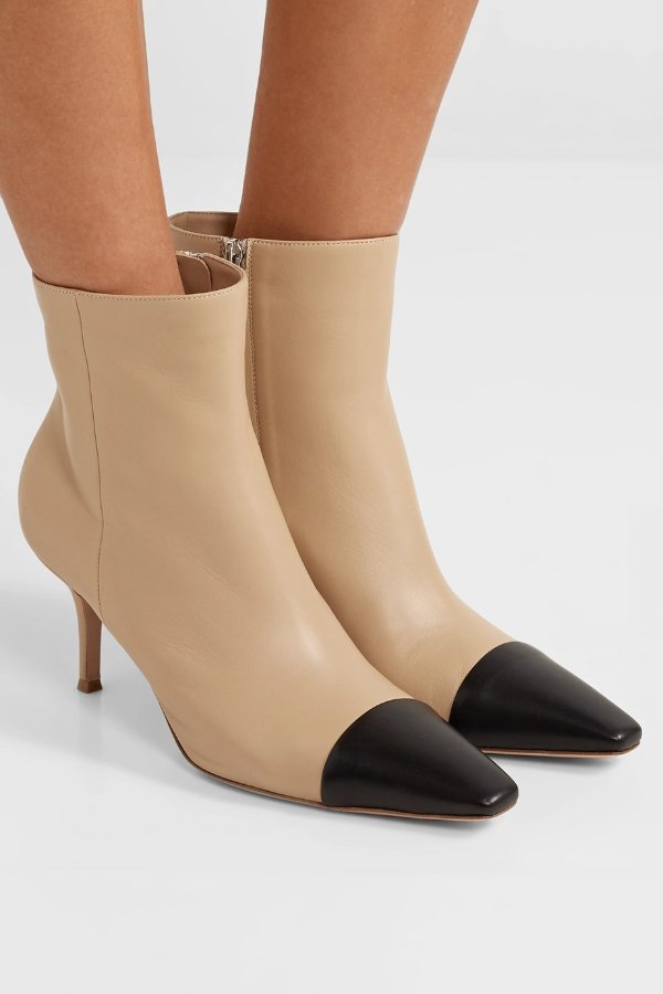 70 two-tone leather ankle boots
