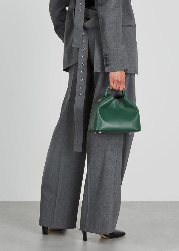 Baozi green leather cross-body bag