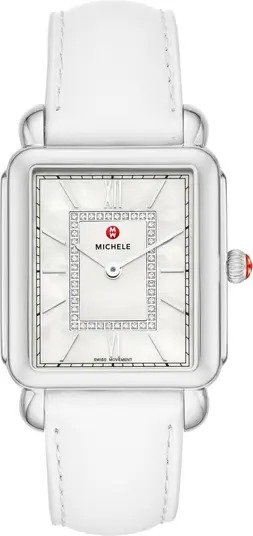 Deco II Diamond Leather Strap Watch, 30mm - 0.11ct.