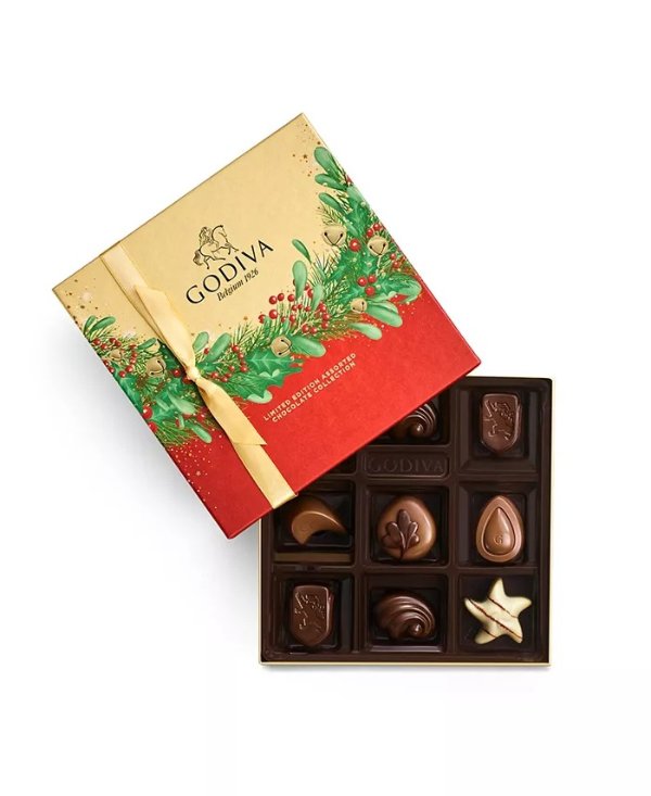 Holiday Limited Edition Assorted Chocolate Gift Box, 9 Piece