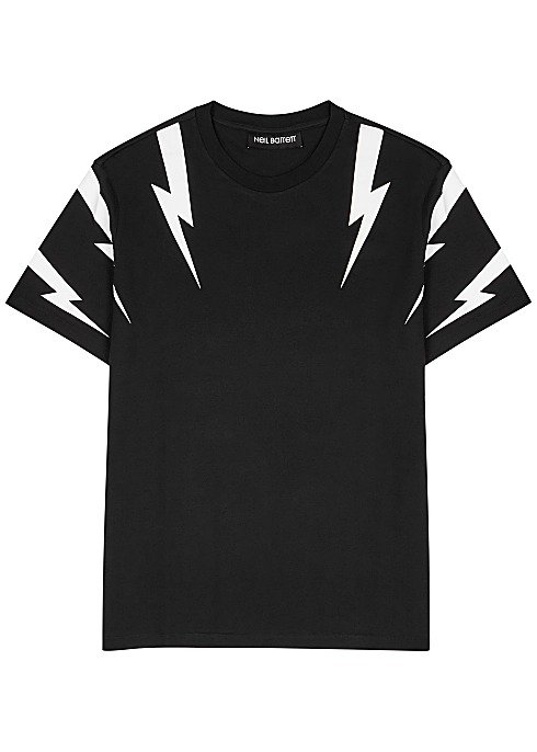 Bolt-print black cotton T-shirt