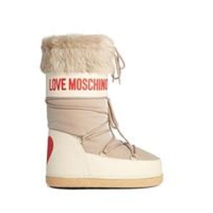 Love Moschino Beige Snow Boots With Faux Fur Trim 