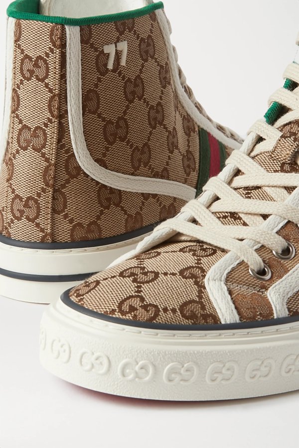 Tennis 1977 logo-embroidered printed canvas high-top sneakers