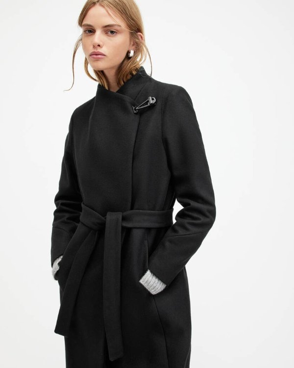 Riley Wrap Around Belted Long Line Coat