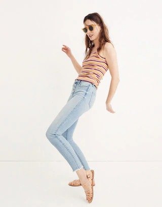 9" High-Rise Skinny Crop Jeans: Button-Front Edition