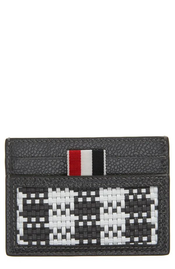 Houndstooth Patch Leather Card Holder