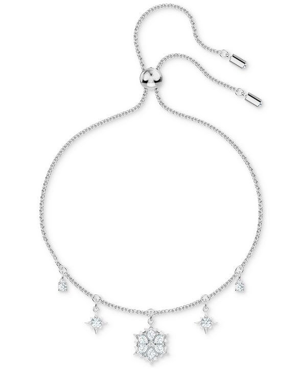 Silver-Tone Crystal Snowflake Slider Bracelet