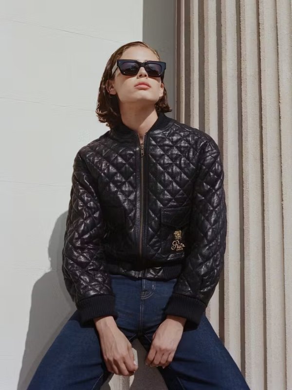 Ritz Women's Quilted Leather Bomber in Black