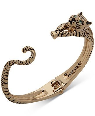 Gold-Tone Pave Tiger Cuff Bracelet