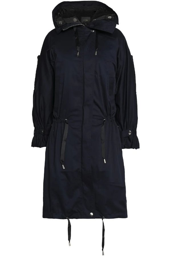Stretch-cotton gabardine hooded coat