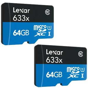 Lexar 雷克萨 MicroSDXC 633x 64GB UHS-I/U3 存储卡（2个）