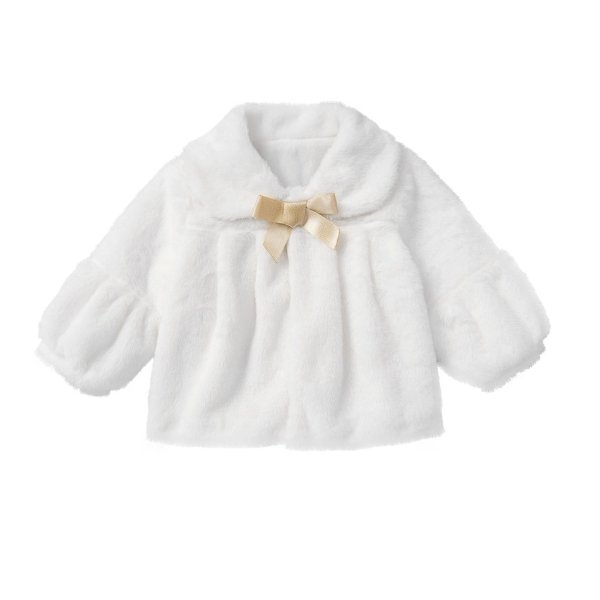 Baby / Toddler Bowknot Fluffy Solid Coat