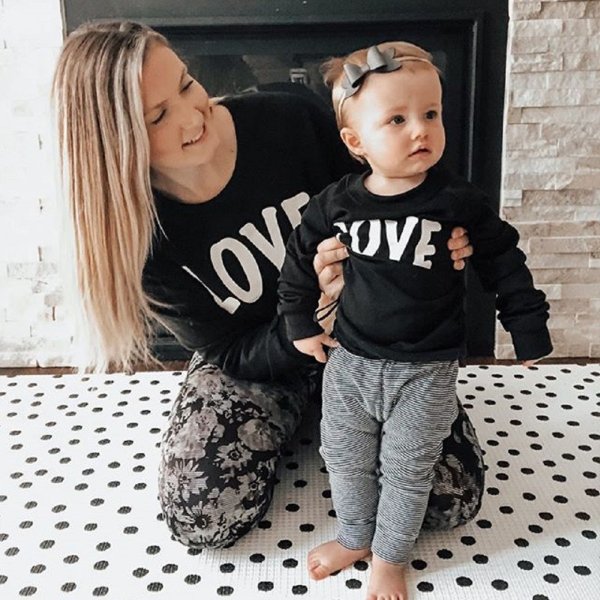 LOVE Letter Print Sweatshirts for Mom and Me