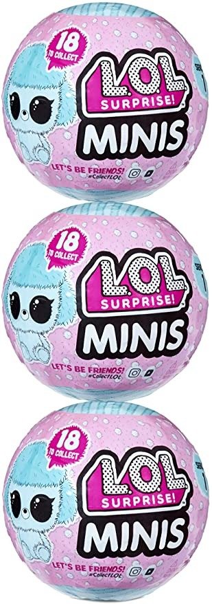 LOL Surprise Minis 3 Pack Bundle with Surprises Including 3 Fuzzy Tiny Animals and Furniture – Collect Series to Build a Mini LOL House