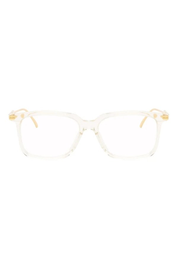 Transparent & Gold Acetate Square Glasses