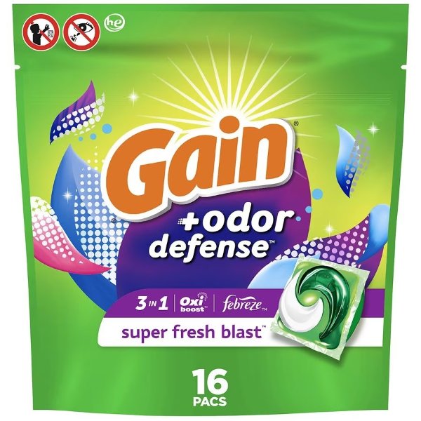 Flings Odor Defense Laundry Detergent Pacs Super Fresh Blast16.0ea