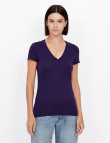 SLIM FIT SHORT SLEEVE PIMA COTTON T SHIRT, Solid T Shirt for Women | A|X Online Store