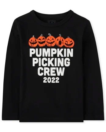 Unisex Baby And Toddler Matching Family Long Sleeve Pumpkin Picking Graphic Tee | The Children's Place - BLACK