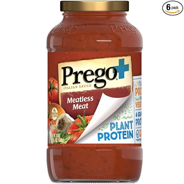 Plant Protein Meatless Meat Italian Tomato Sauce, Jar, 24 Oz, Pack of 6