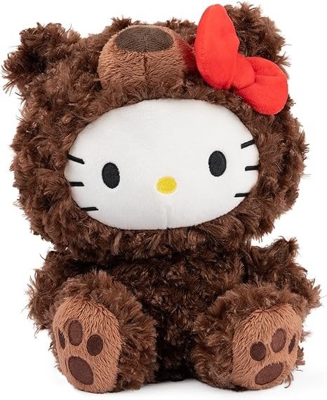 Sanrio Hello Kitty Philbin Teddy Bear Plush Toy, Premium Stuffed Animal for Ages 1 and Up, Brown, 10”