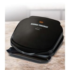 George Foreman GR10B 2-Serving Classic Plate Electric Grill, Black