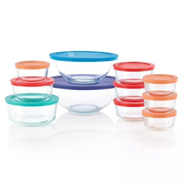 22pc Glass Mixing Bowl and Food Storage Set
