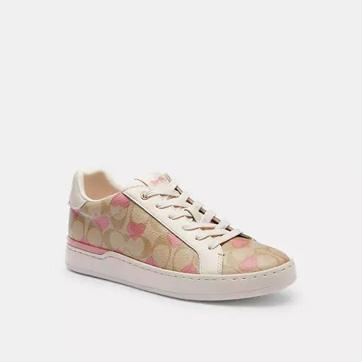Clip Low Top Sneaker In Signature Canvas With Hearts