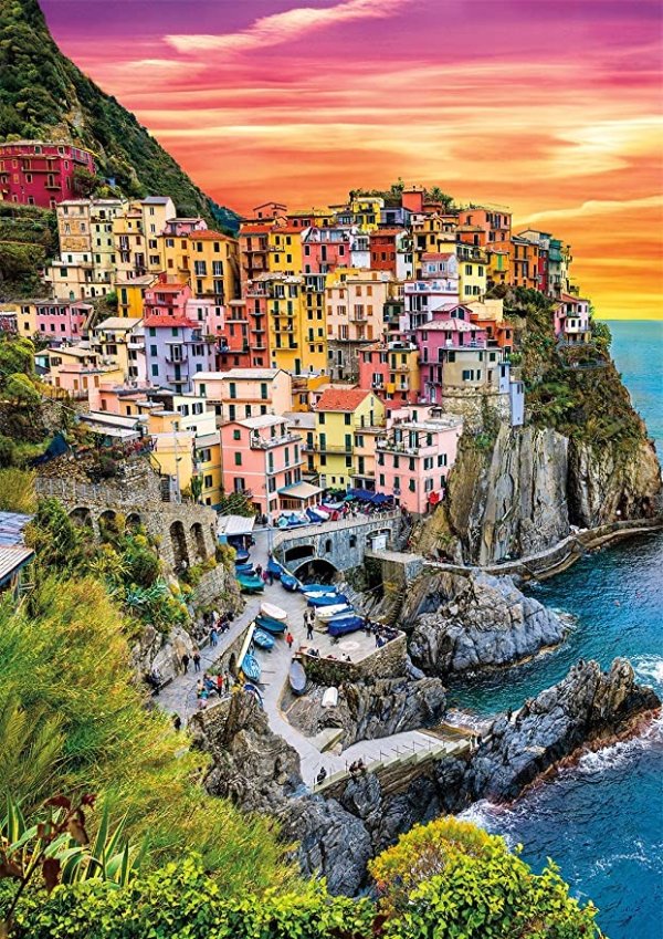 - Earthpix - Cinque Terre Sunset - 500 Piece Jigsaw Puzzle Multicolor, 21.25"L X 15"W