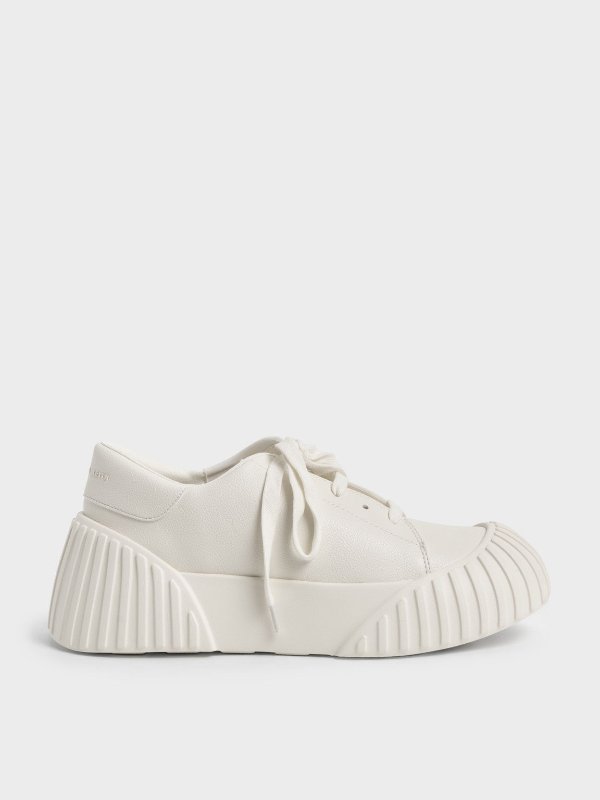 Chalk Adrian Chunky Sole Sneakers | CHARLES &amp; KEITH