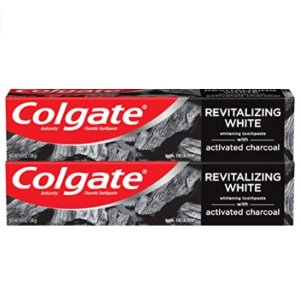 Colgate Activated Charcoal Teeth Whitening Toothpaste with Fluoride, Natural Mint Flavor, Vegan - 4.6 ounce (2 Pack)