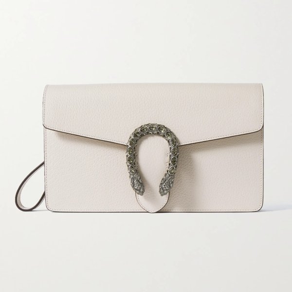 Dionysus crystal-embellished textured-leather clutch