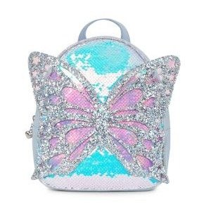 OMG Accessories Girl's Miss Butterfly Sequin & Glitter PVC Backpack